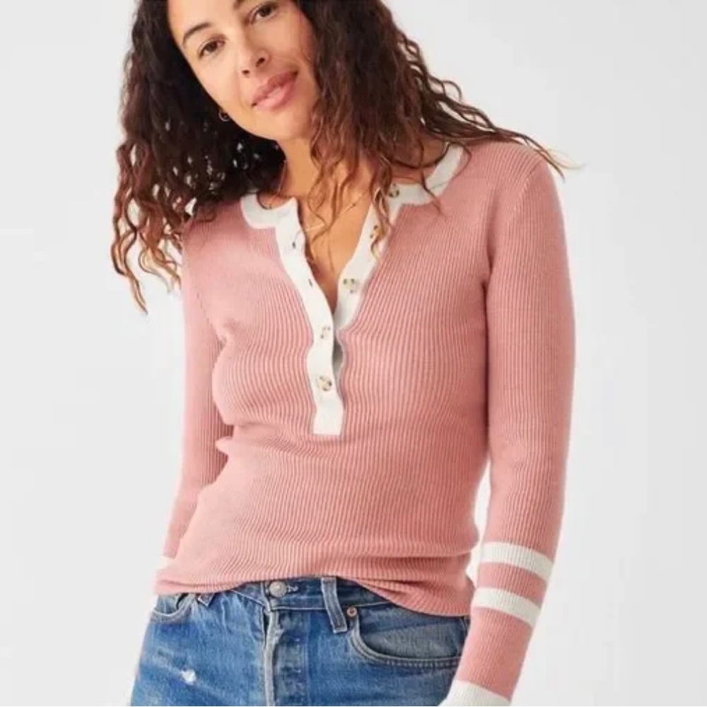Faherty Mikki Henley Sweater in Pink NWT - M & XS